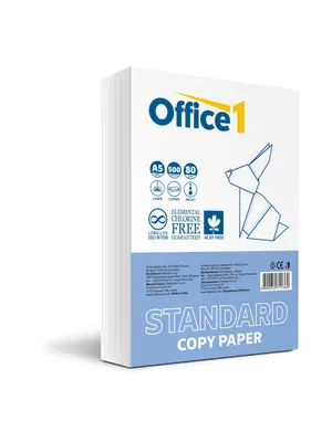 Image of: Office 1 Копирна хартия Standard, A5, 80 g/m2, 500 листа
